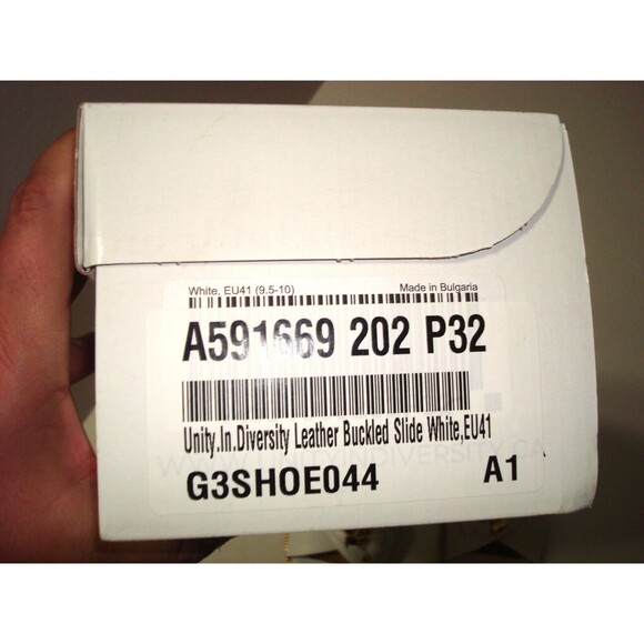 New Womens Unity.In. Diversity Leather Chain Slide Sandals Talia White Gold 10 - Picture 5 of 12